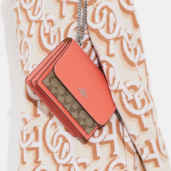 Coach 91019 Klare Crossbody In Signature Canvas IN Khaki Tangerine - Picture 2 of 5